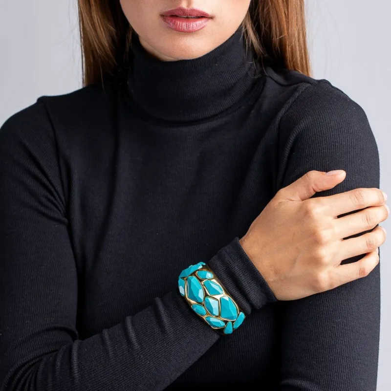 Turquoise Faceted Stones Cuff sold by Kenneth Jay Lane