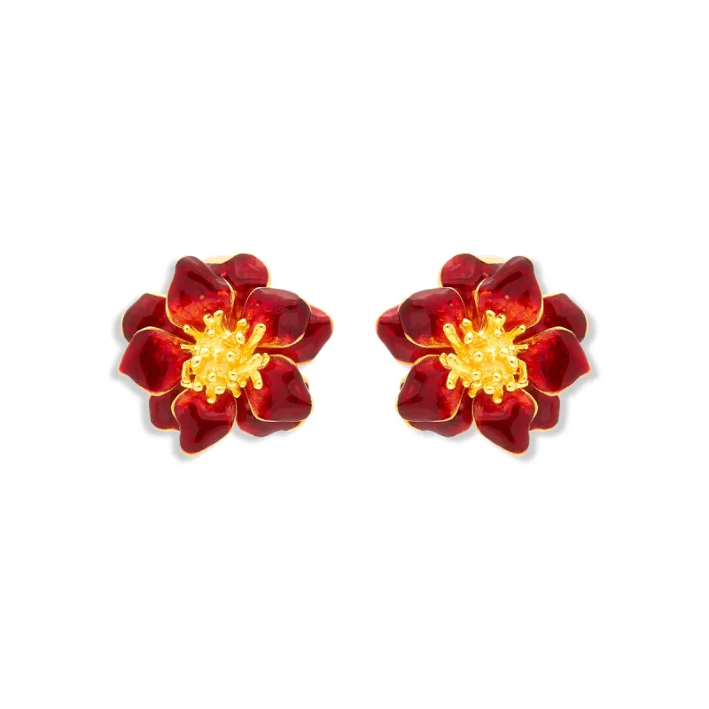 Red Enamel Flower Clip Earring sold by Kenneth Jay Lane