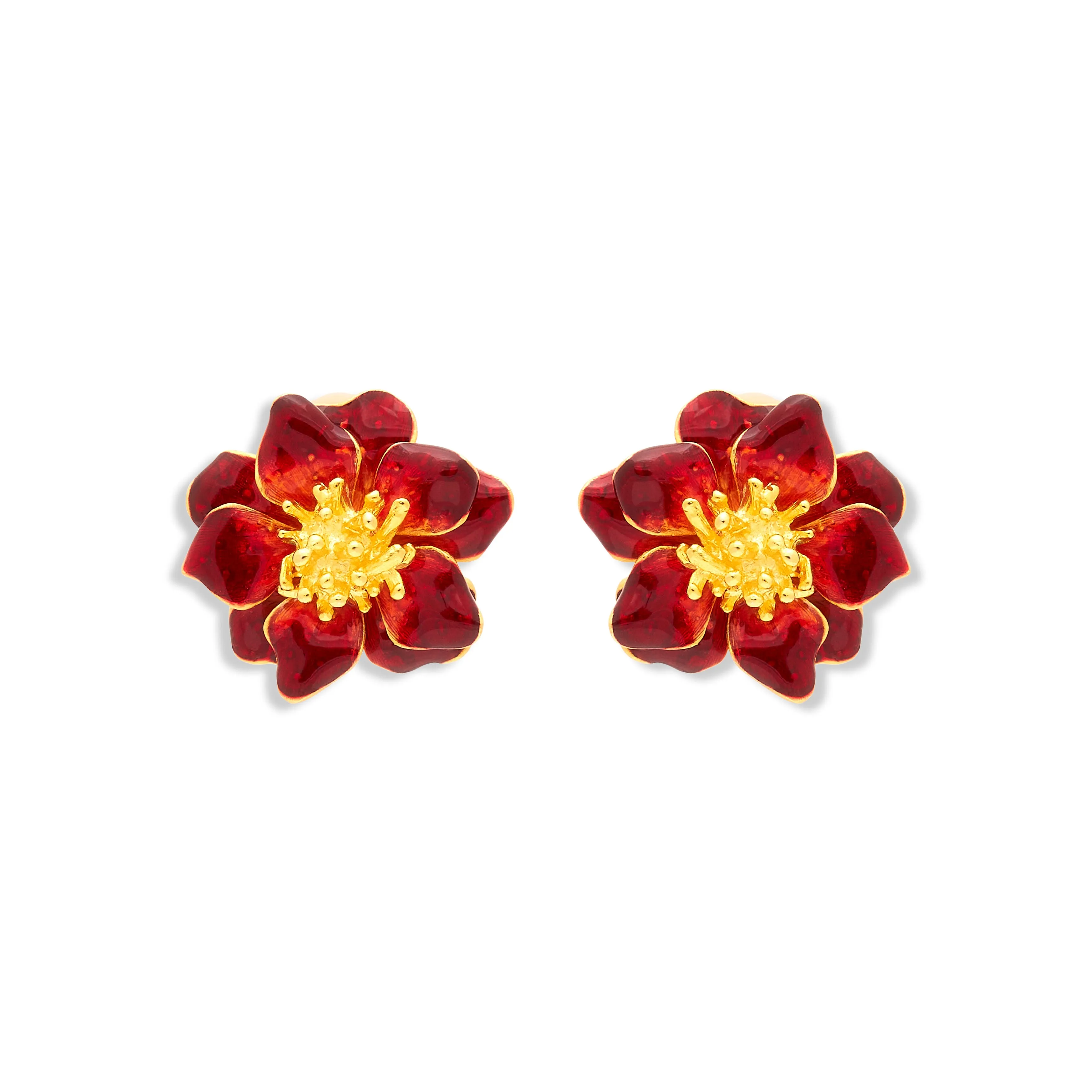 Red Enamel Flower Clip Earring sold by Kenneth Jay Lane