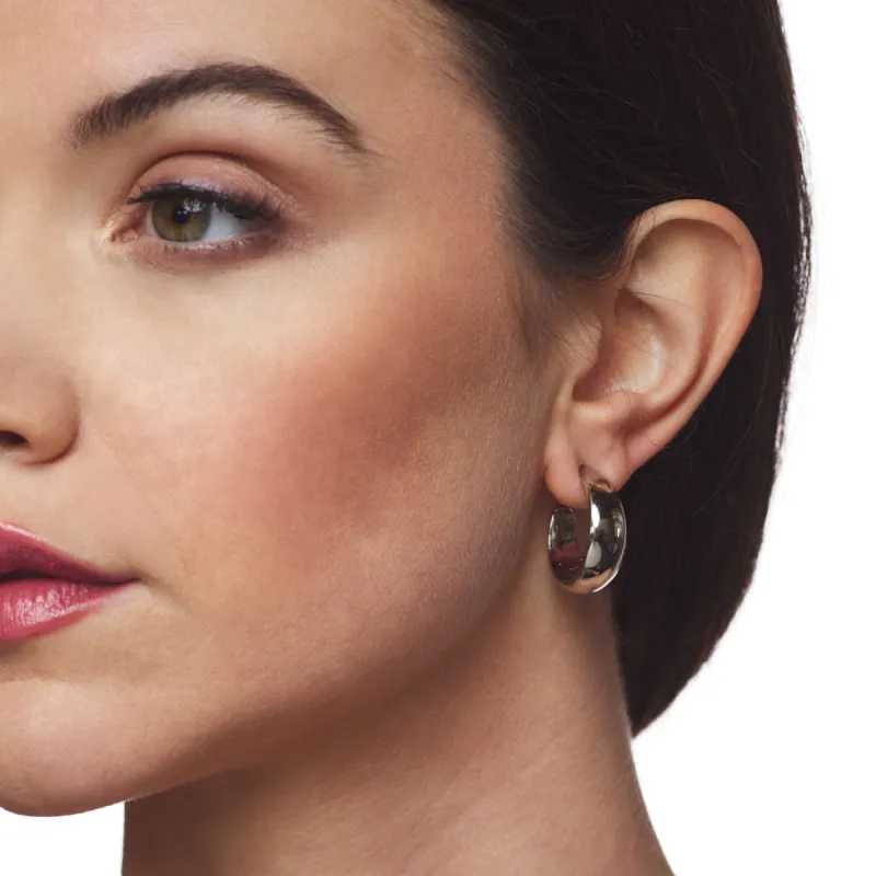 Silver Tapered Hoop Pierced Earrings sold by Kenneth Jay Lane