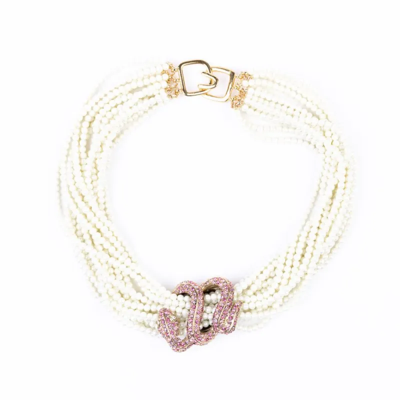 Pearl Multi Pink Snake Center Necklace sold by Kenneth Jay Lane