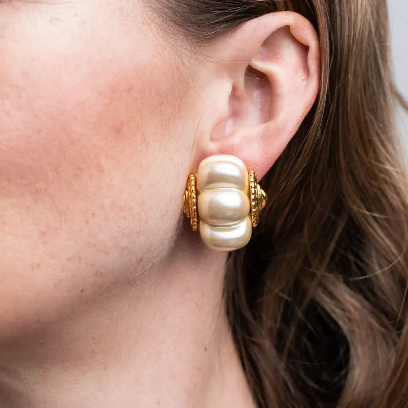 Cultura Pearl Shrimp Clip Earrings sold by Kenneth Jay Lane