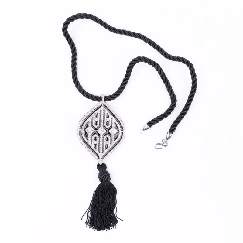 Silver, Black and Crystal Pendant Necklace sold by Kenneth Jay Lane