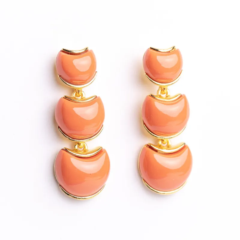 Coral Cabochon Triple Tier Earring sold by Kenneth Jay Lane