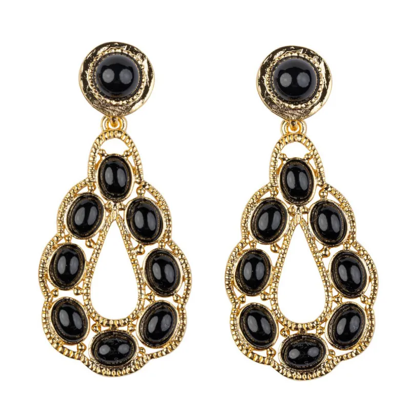 Black Cabochons Teardrop Shape Earring sold by Kenneth Jay Lane