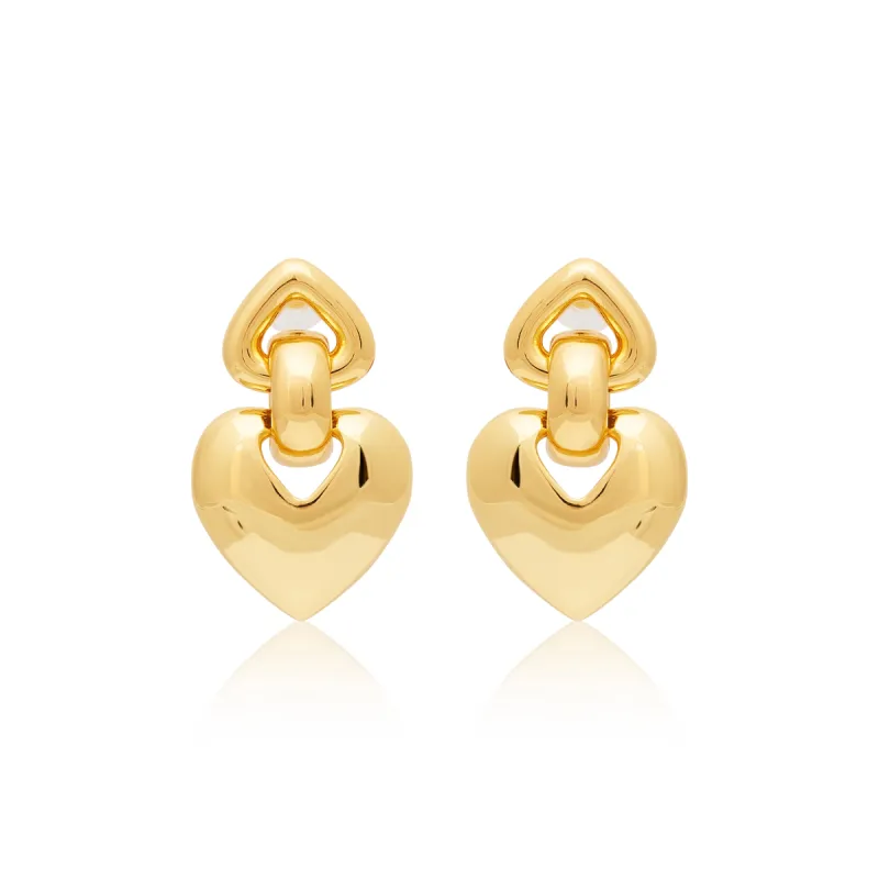 Gold Heart Drop Post Earrings sold by Kenneth Jay Lane