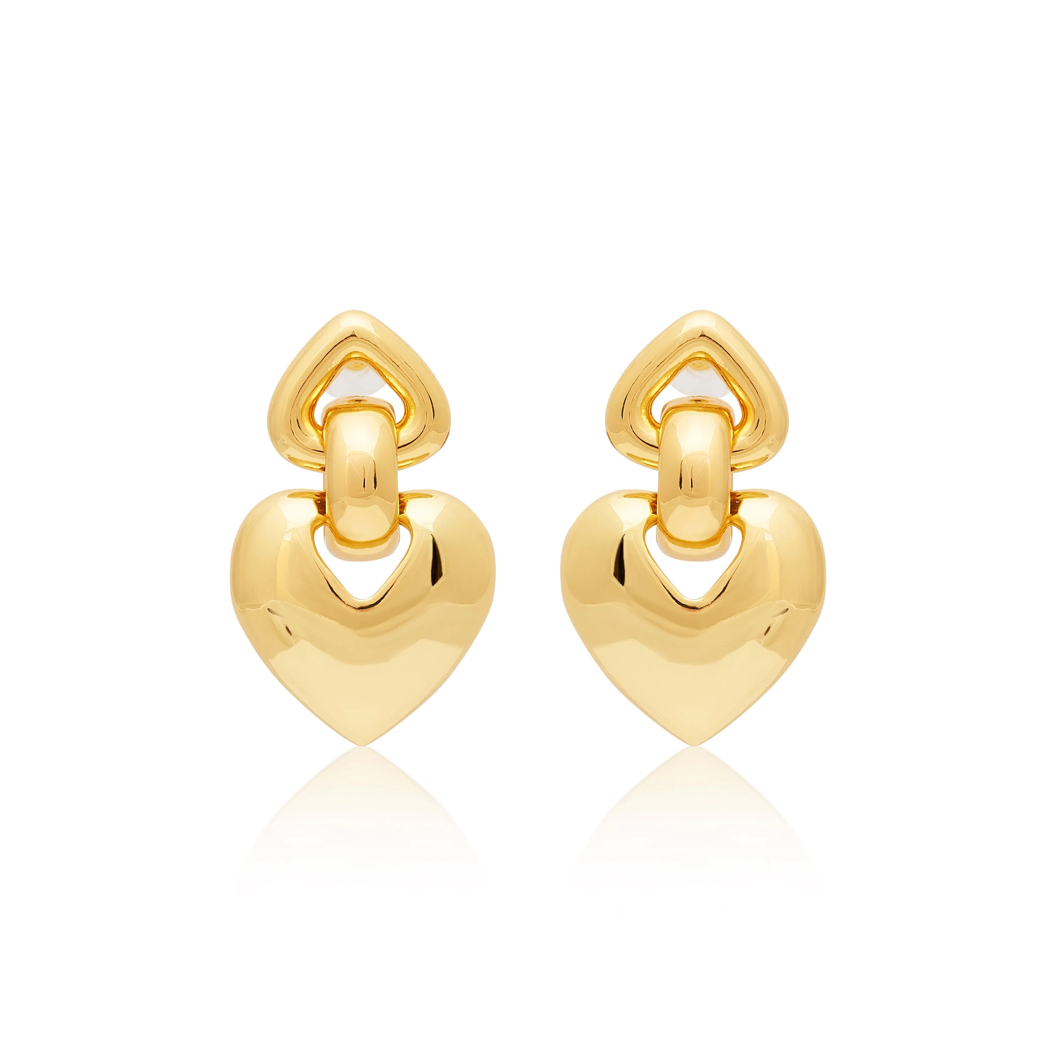 Gold Heart Drop Post Earrings sold by Kenneth Jay Lane