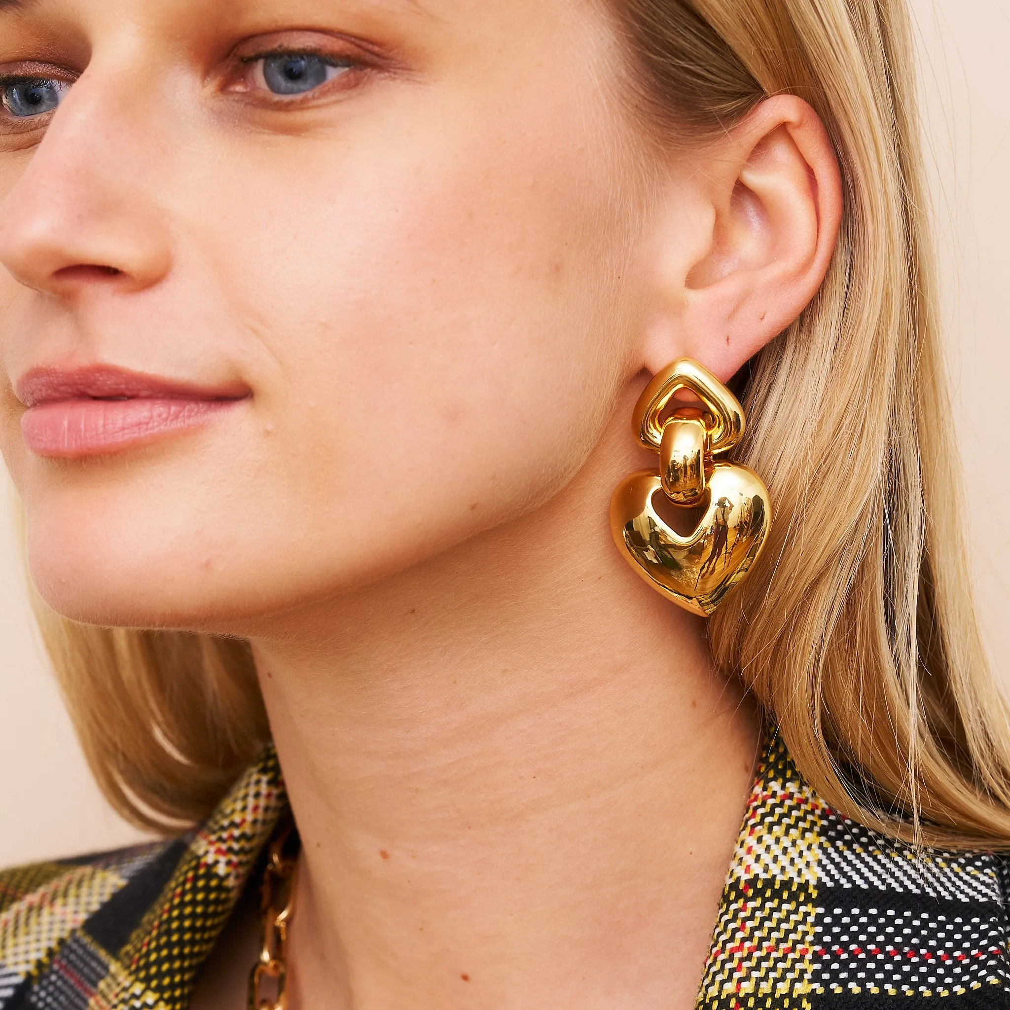 Gold Heart Drop Post Earrings sold by Kenneth Jay Lane product image thumbnail 2