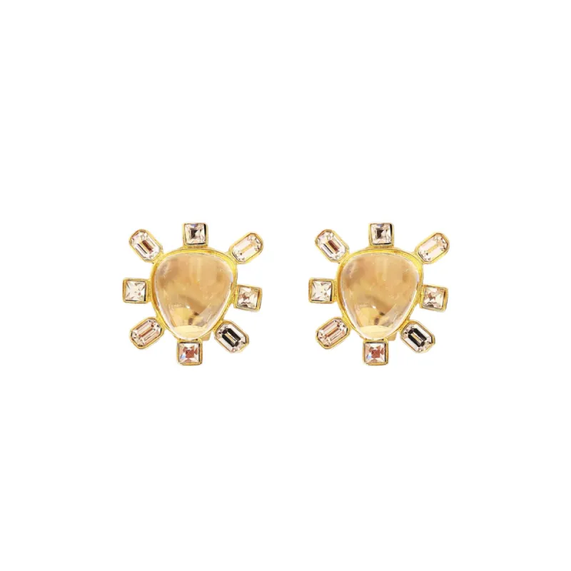 Clear Crystal Cabochon Center Clip Earring sold by Kenneth Jay Lane