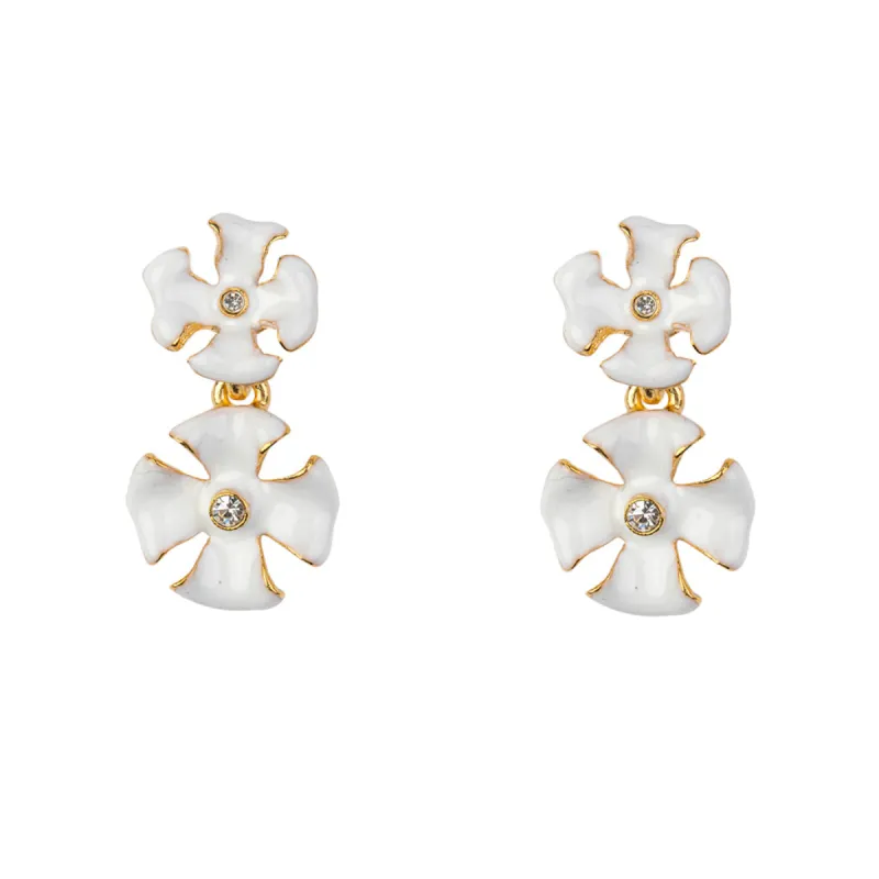 White Small and Large Flower Earring sold by Kenneth Jay Lane