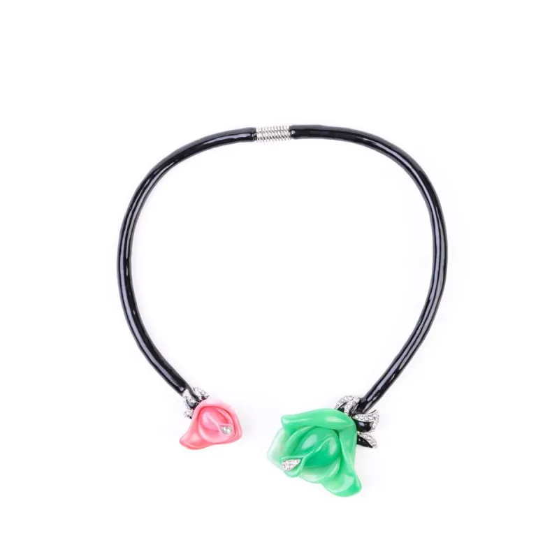 Pink and Jade Roses Necklace sold by Kenneth Jay Lane