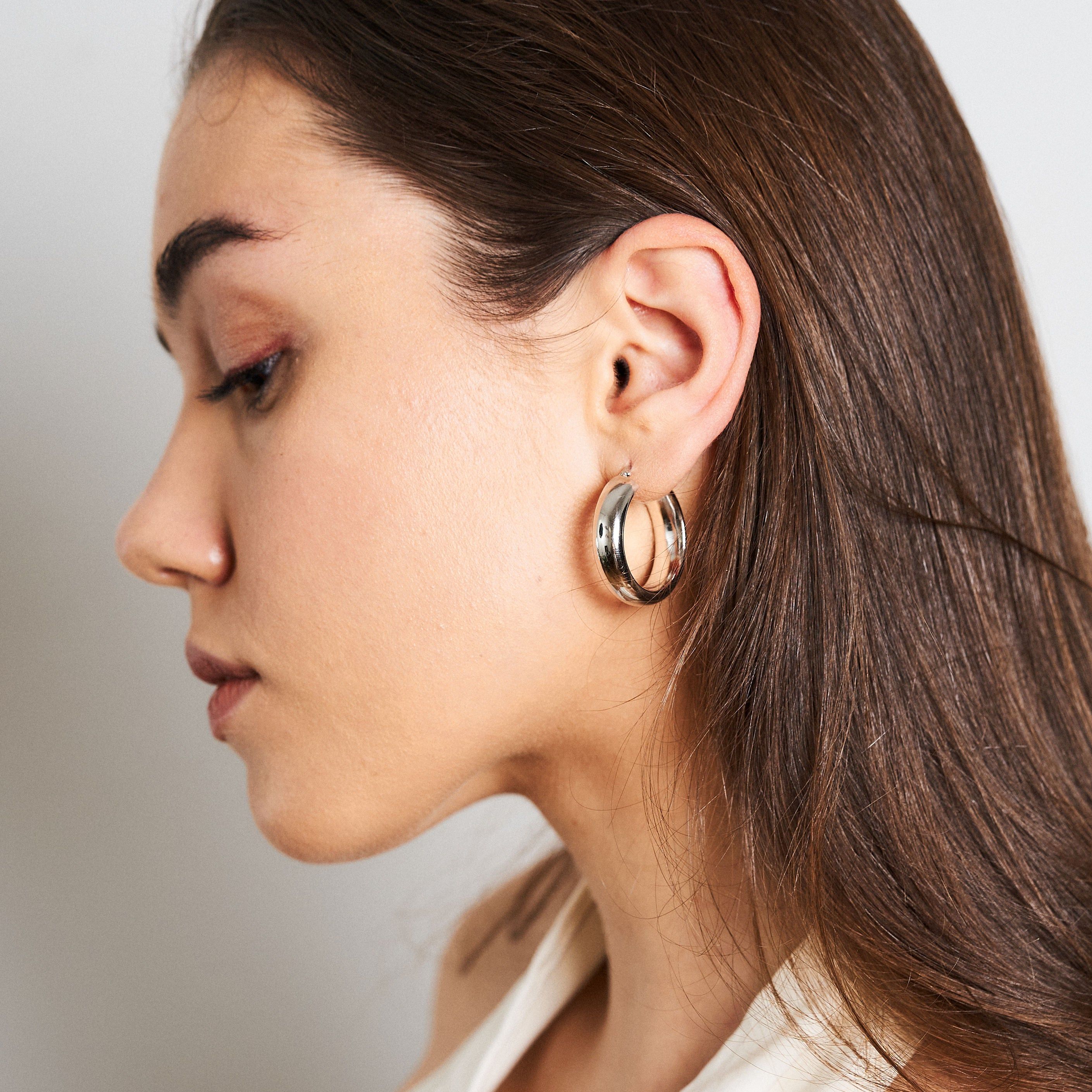 925 Silver Hoop Pierced Earring sold by Kenneth Jay Lane product image thumbnail 2