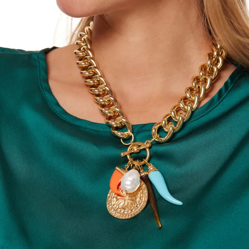 Gold Chain Charm Necklace sold by Kenneth Jay Lane