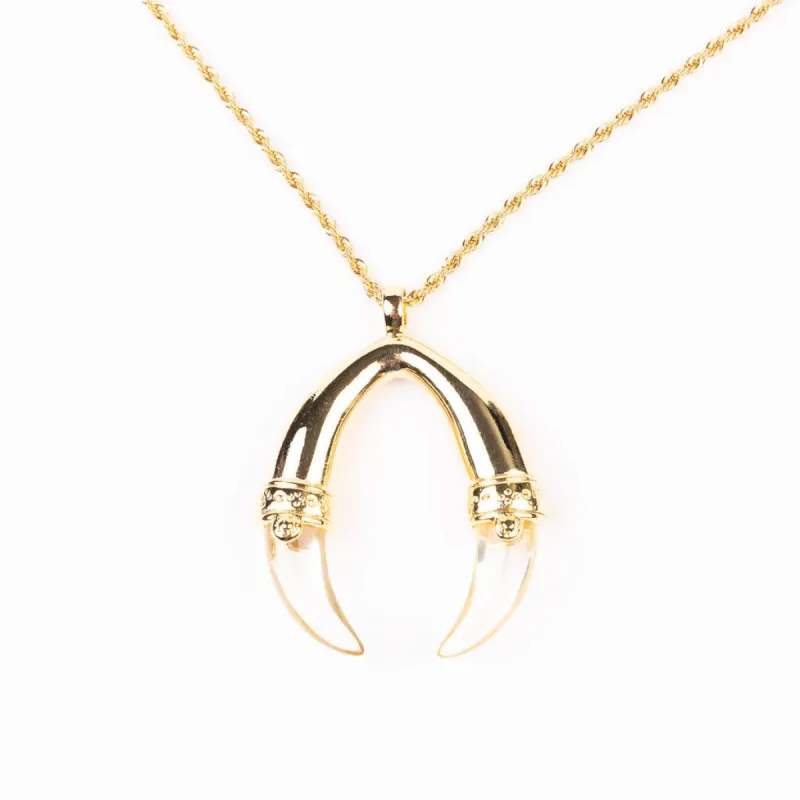Gold Rope Chain Clear Claw Pendant Necklace sold by Kenneth Jay Lane