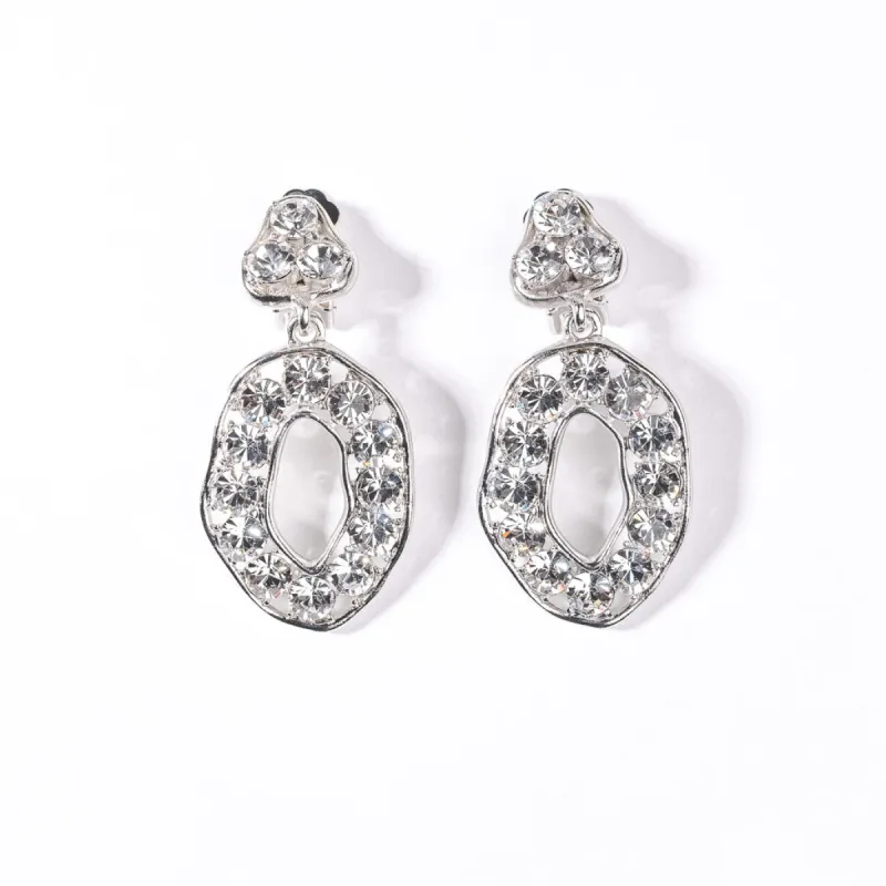 Rhodium and Crystal Circle Drop Clip Earring sold by Kenneth Jay Lane