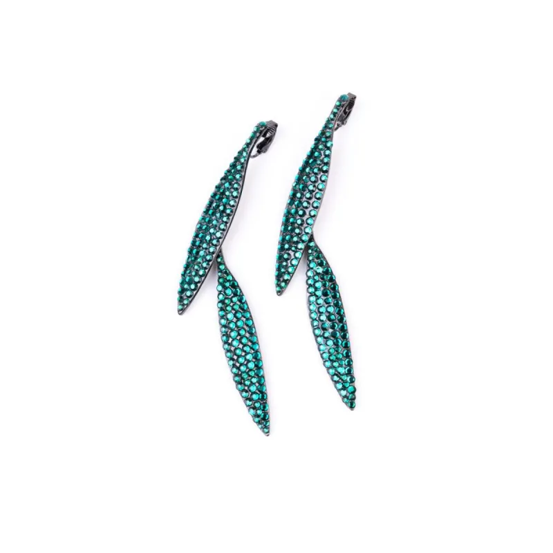 Emerald Double Leaf Clip Earring sold by Kenneth Jay Lane
