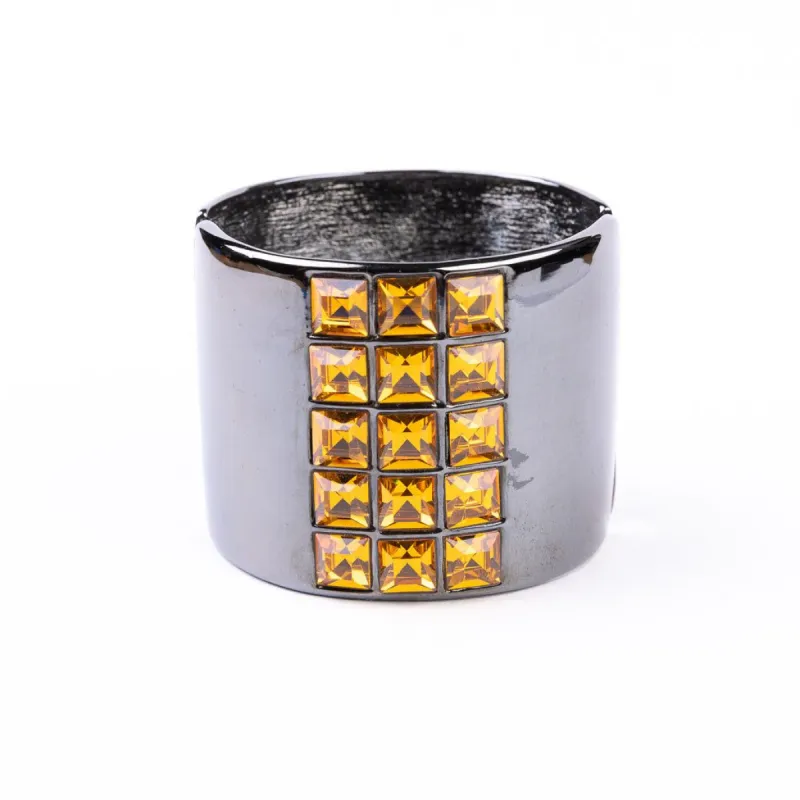 Gunmetal and Topaz Hinged Cuff sold by Kenneth Jay Lane