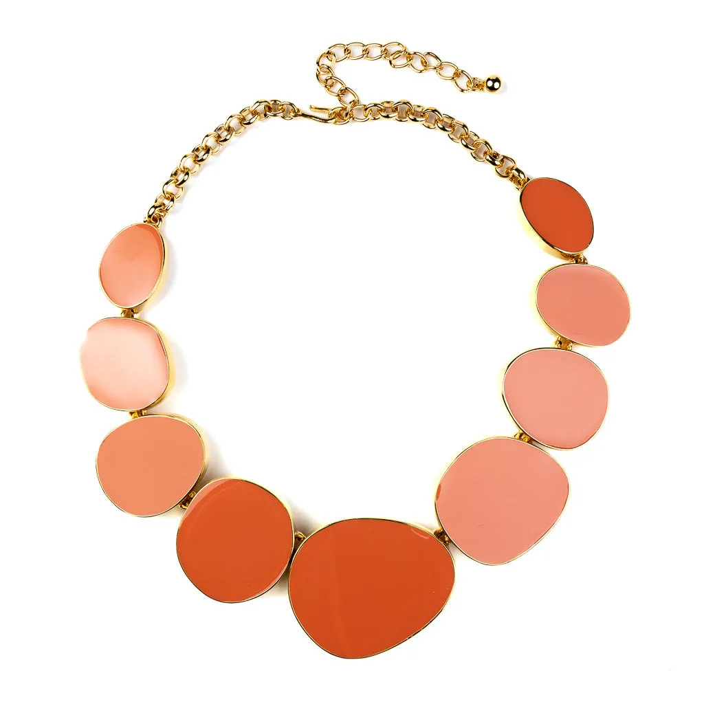 Gold and Coral Odd Shapes Necklace sold by Kenneth Jay Lane