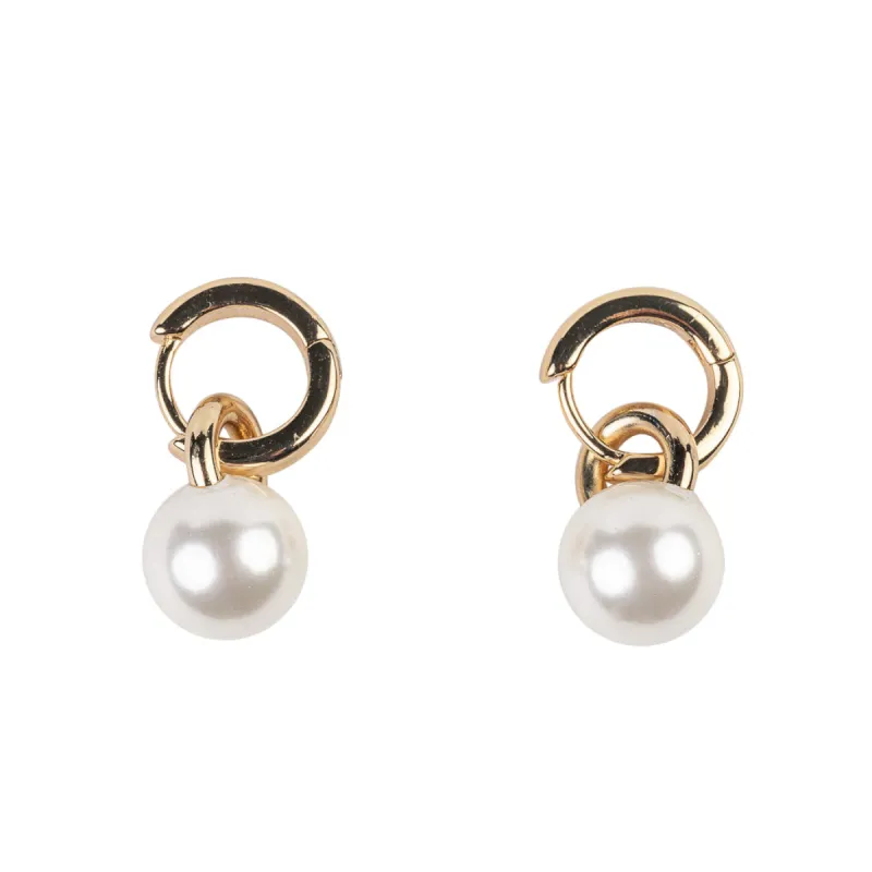 Gold and Pearl Drop Hoop Earring sold by Kenneth Jay Lane