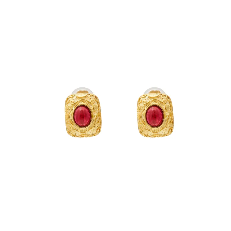 Ruby Center Stone Pierced Earring sold by Kenneth Jay Lane