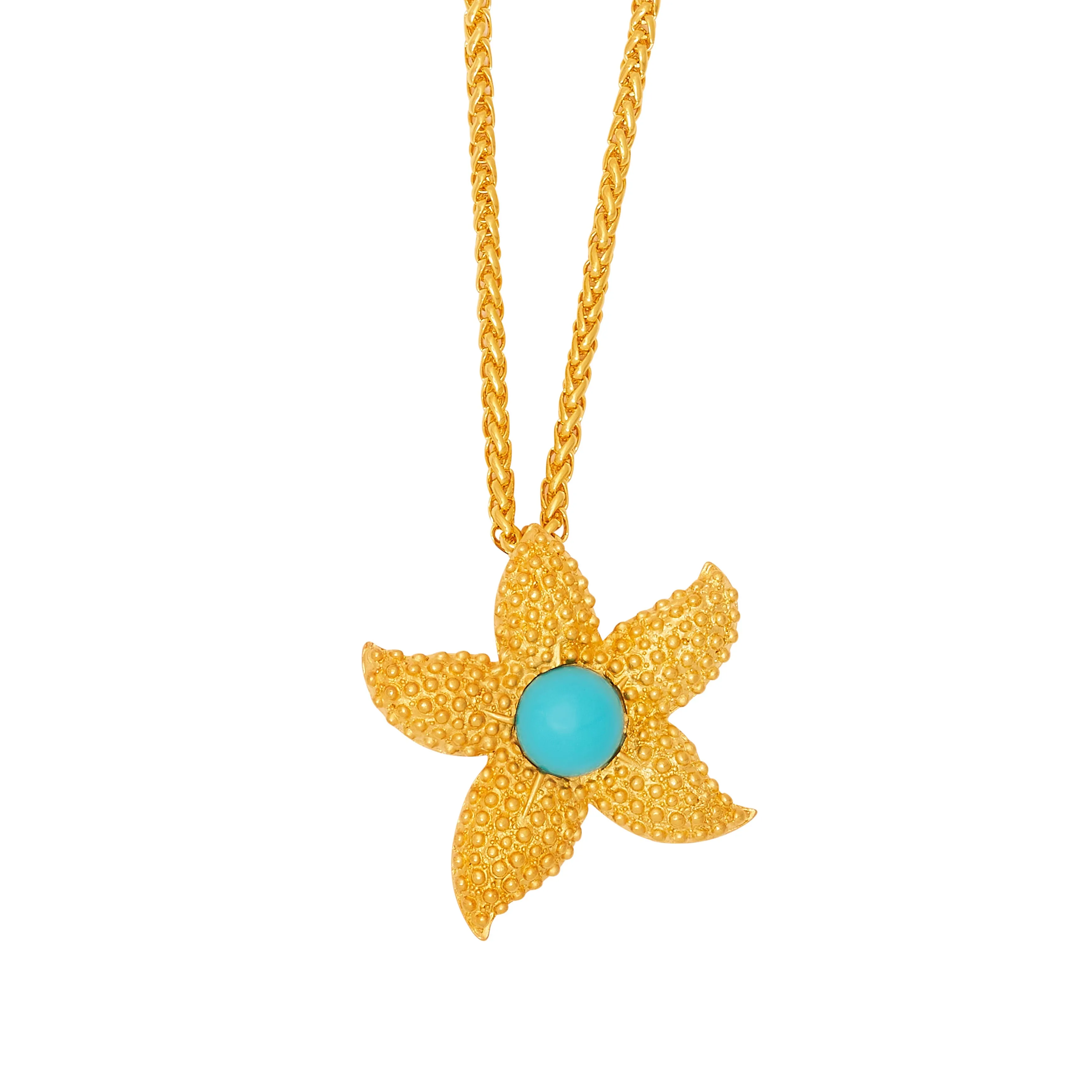 Turquoise Center Starfish Pendant Chain Necklace sold by Kenneth Jay Lane