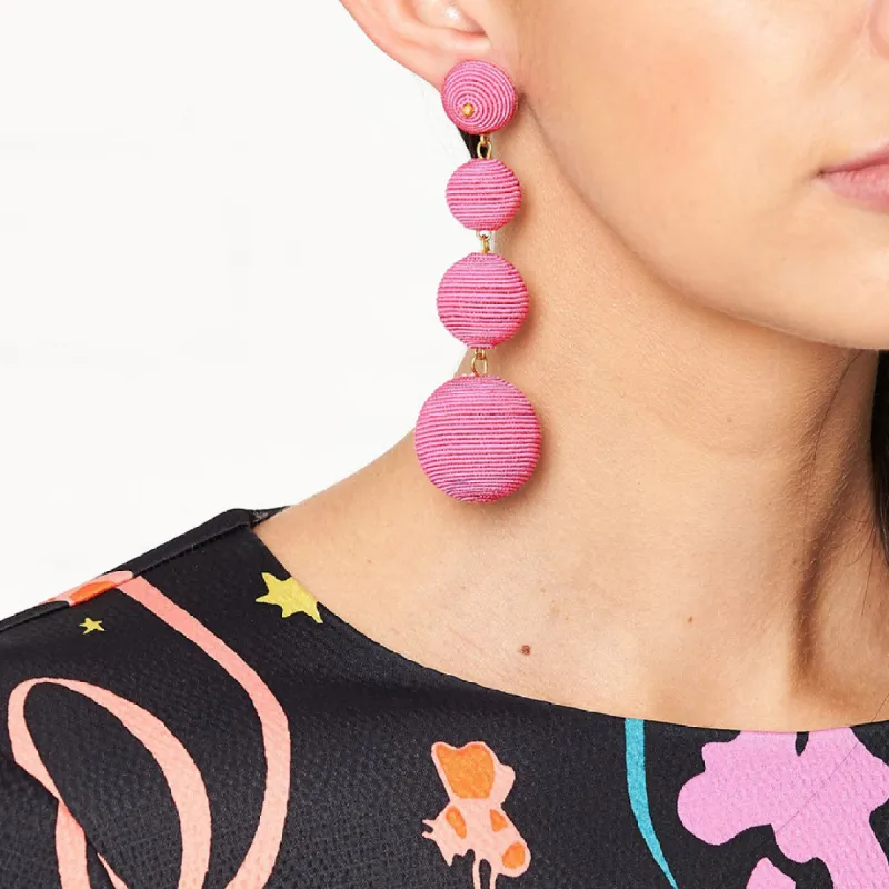 Pink Thread Wrapped Ball Pierced Earrings sold by Kenneth Jay Lane
