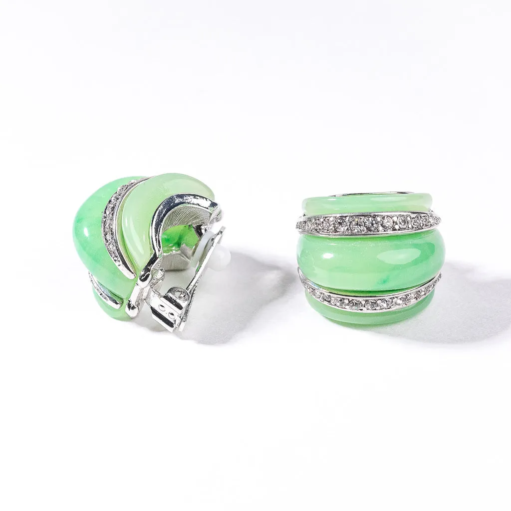 Jade Resin Ribbed Hoop Clip Earring sold by Kenneth Jay Lane product image thumbnail 2