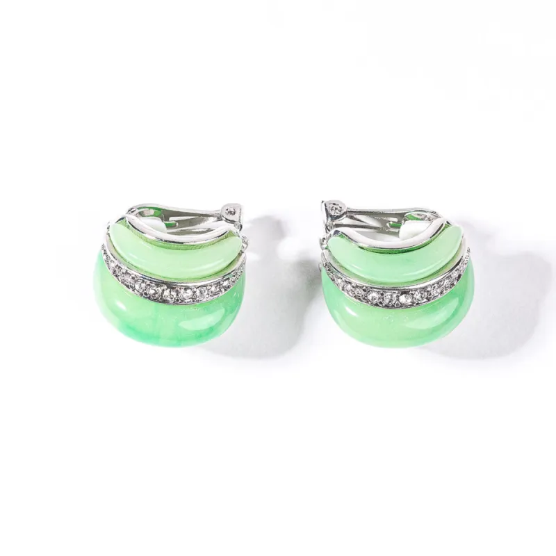 Jade Resin Ribbed Hoop Clip Earring sold by Kenneth Jay Lane