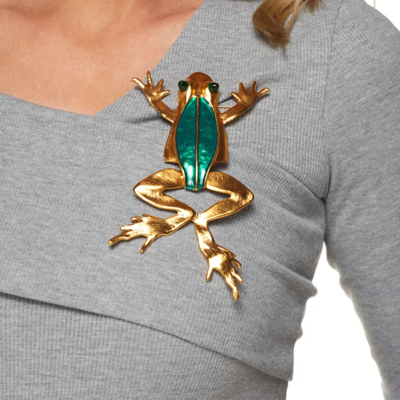 Green Enamel Large Frog Pin sold by Kenneth Jay Lane