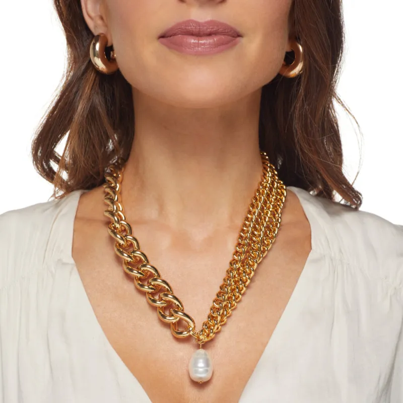 Multi Chain Necklace with Baroque Pearl sold by Kenneth Jay Lane