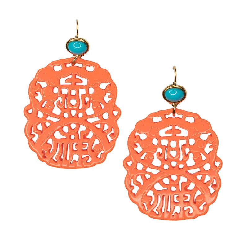 Carved Coral Pierced Earrings sold by Kenneth Jay Lane