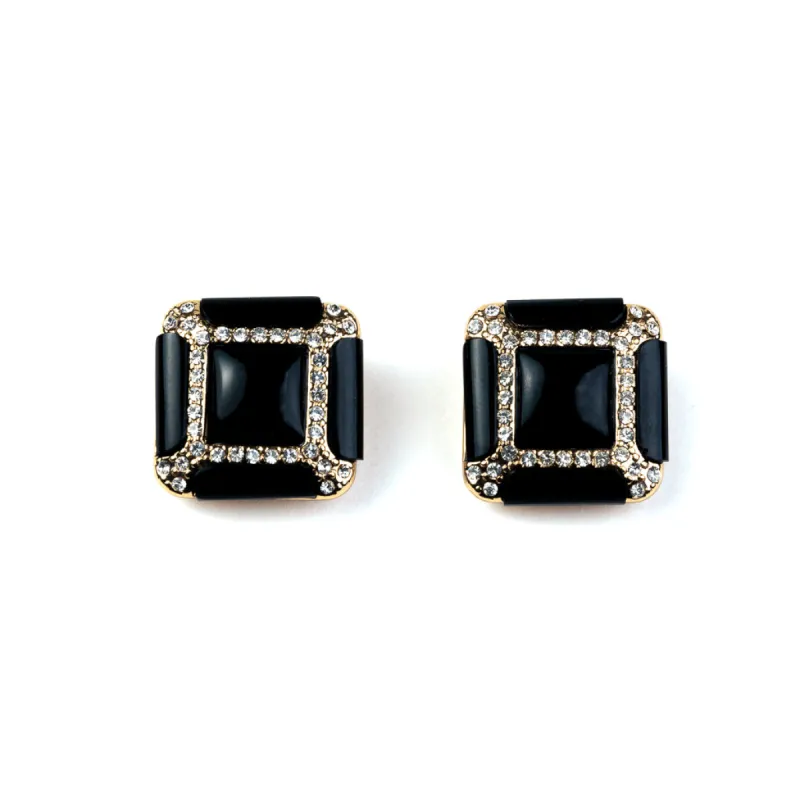 Black Square Clip Earrings sold by Kenneth Jay Lane