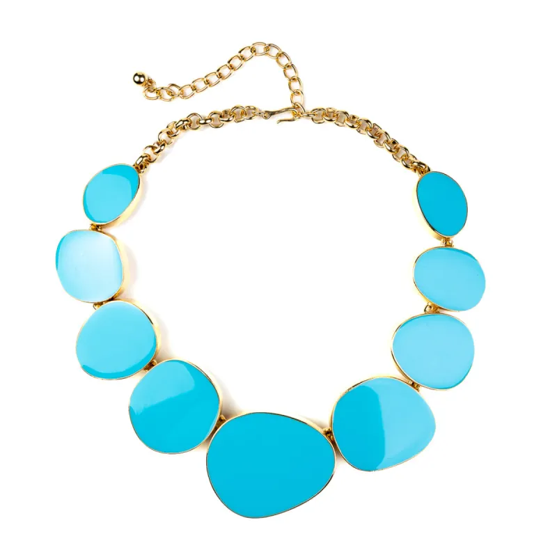 Gold and Turquoise Odd Shapes Necklace sold by Kenneth Jay Lane