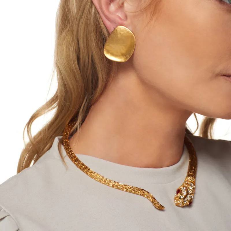 Hammered Disc Clip Earrings sold by Kenneth Jay Lane