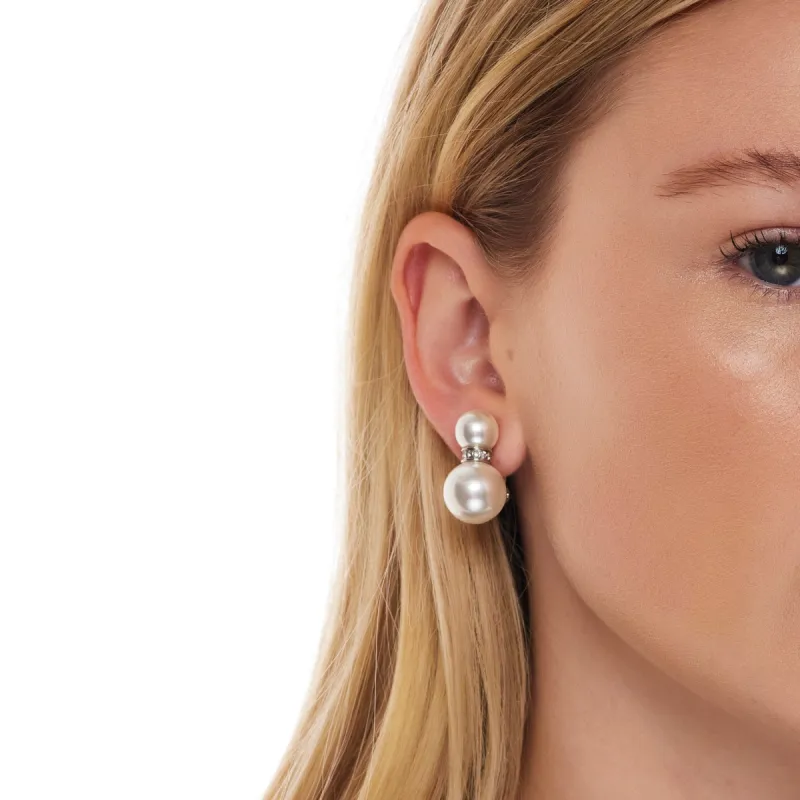 Double White Pearl Clip Earrings sold by Kenneth Jay Lane