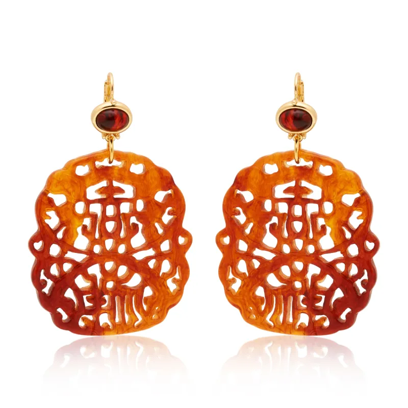 Tortoise Carved Gold Wire Earrings sold by Kenneth Jay Lane