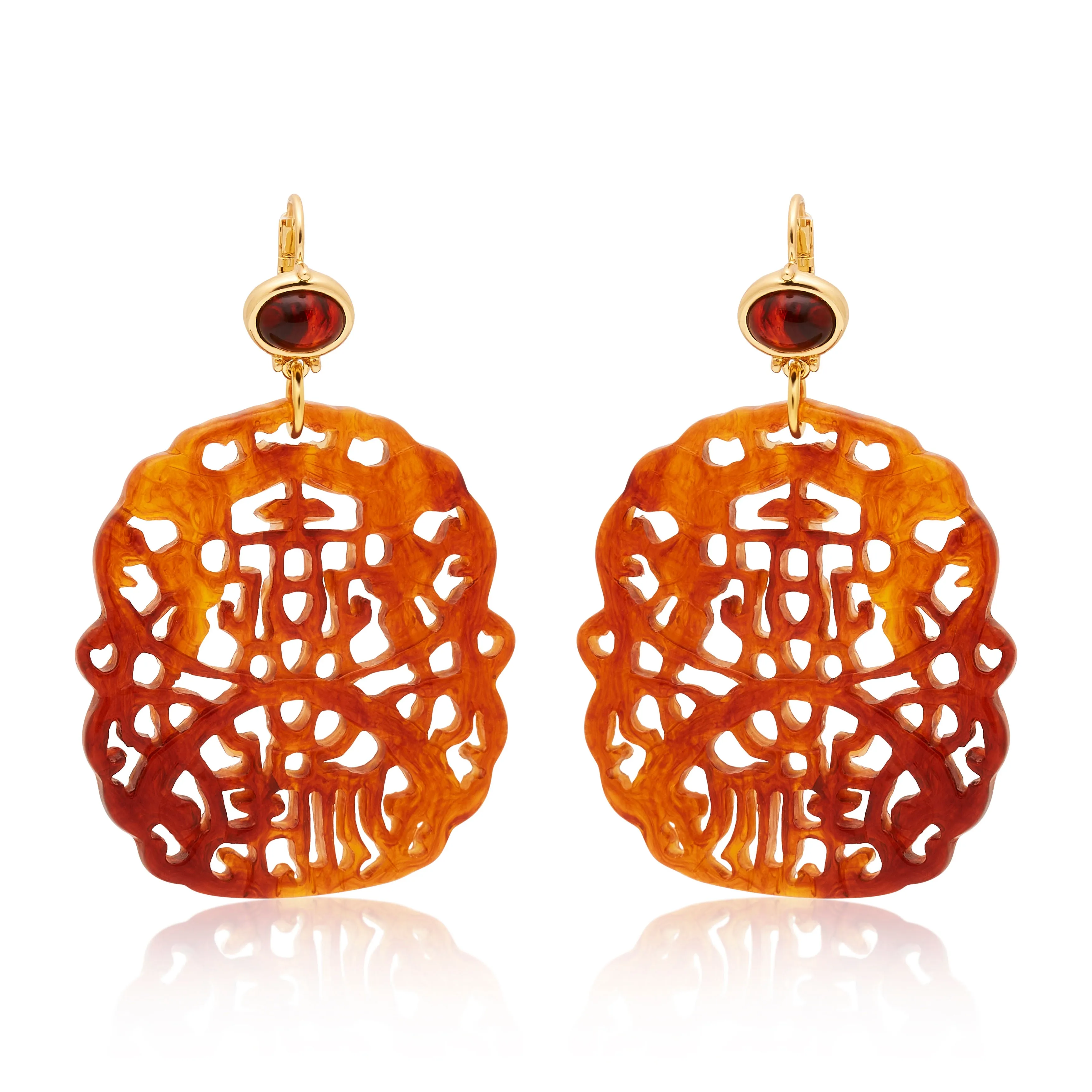 Tortoise Carved Gold Wire Earrings sold by Kenneth Jay Lane