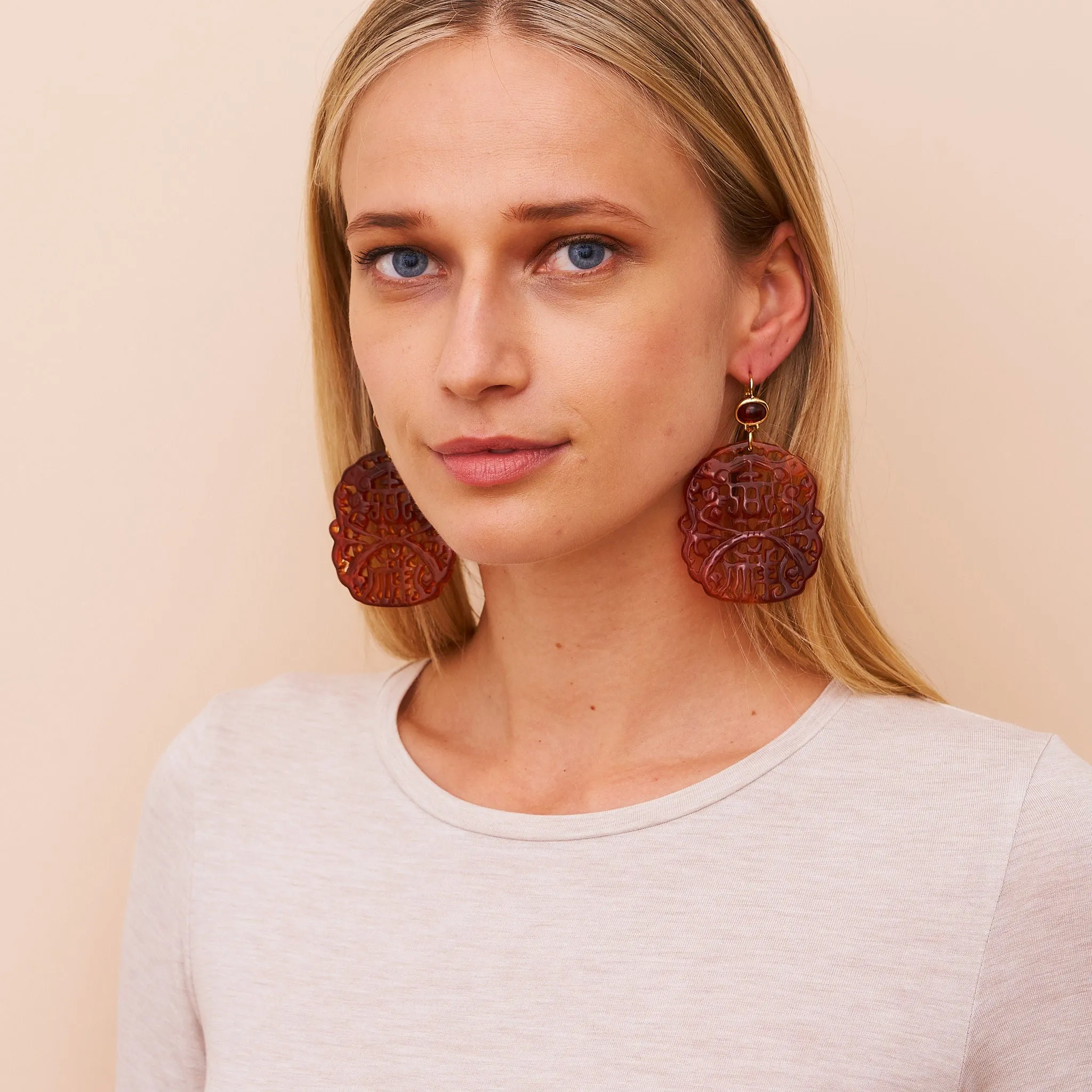 Tortoise Carved Gold Wire Earrings sold by Kenneth Jay Lane product image thumbnail 2