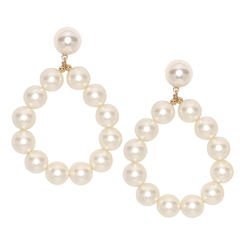 Gold And White Pearl Ball Hoop Pierced Earrings sold by Kenneth Jay Lane