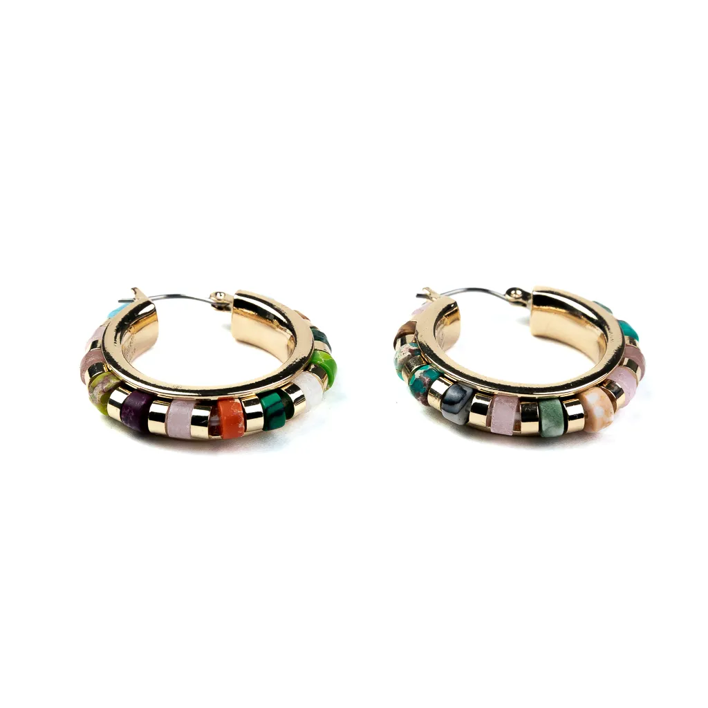 Gold Hoop Earrings with Multicolored Stones sold by Kenneth Jay Lane product image thumbnail 4