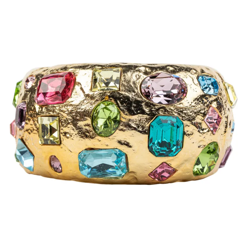 Pastel Multicolored Gemstone Cuff Bracelet sold by Kenneth Jay Lane