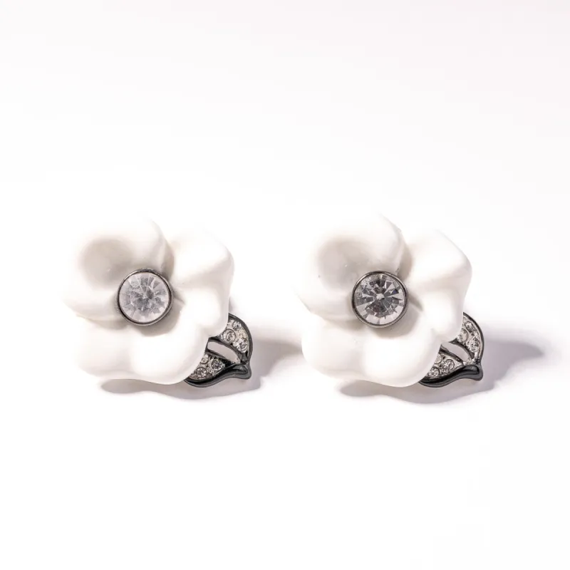White Flower Clip Earring sold by Kenneth Jay Lane