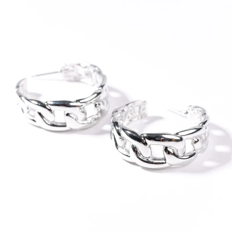 Polished Silver Link Hoop Earring sold by Kenneth Jay Lane
