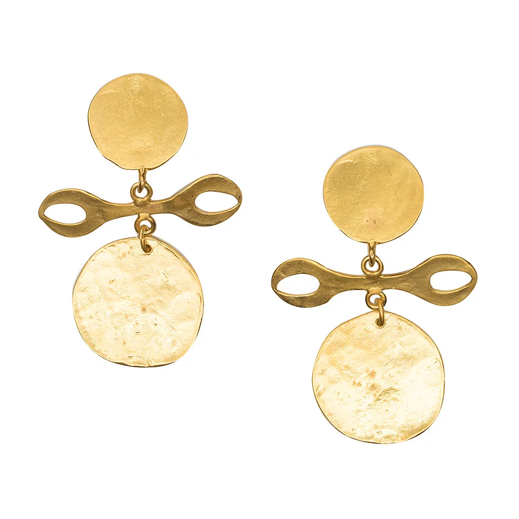 Satin Gold Tribal Clip Earrings sold by Kenneth Jay Lane