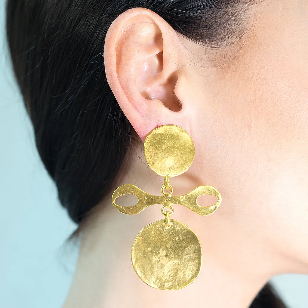 Satin Gold Tribal Clip Earrings sold by Kenneth Jay Lane product image thumbnail 2