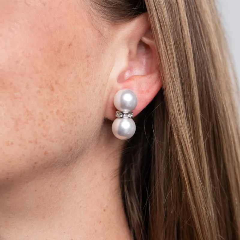 Double Pearl Ball Clip Earrings sold by Kenneth Jay Lane
