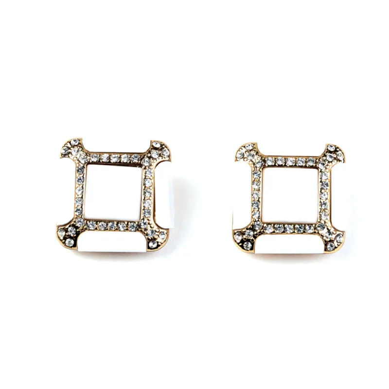White Square Clip Earrings sold by Kenneth Jay Lane