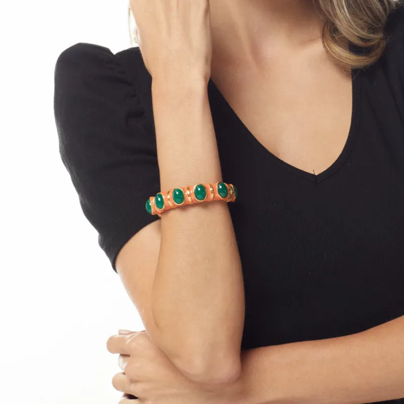Gold, Coral & Jade Hinged Bangle sold by Kenneth Jay Lane