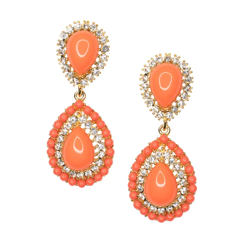 Coral Teardrop Clip Earring sold by Kenneth Jay Lane