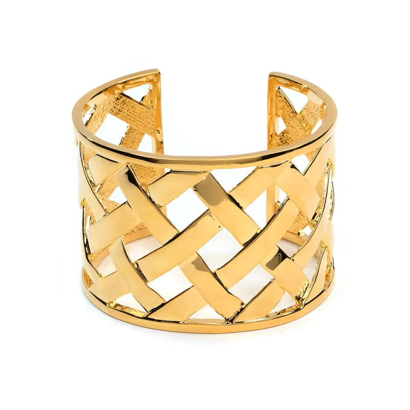 Polished Gold Basketweave Cuff sold by Kenneth Jay Lane